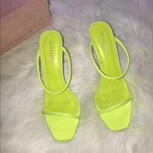 Neon green heels - two straps never worn